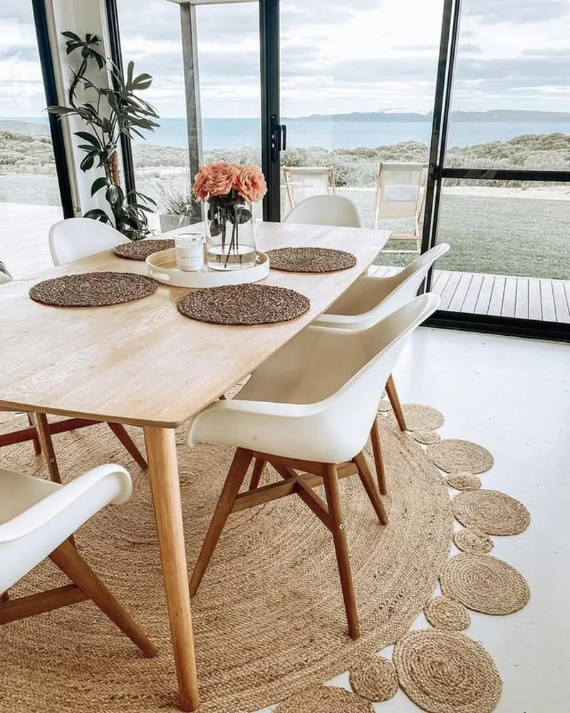 Birdied Jute Round Rug Handmade Mandala Jute Round Rug: Eco-Friendly Home Decor