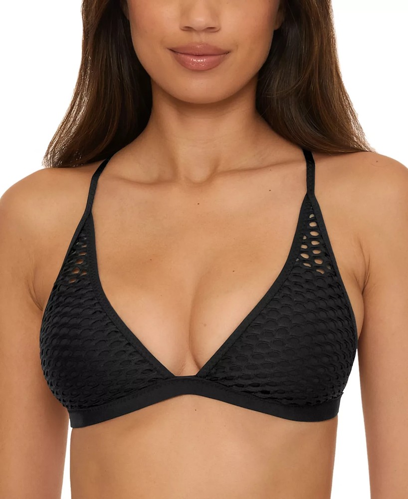 Becca Women's Castaway Fishnet Bikini Top Black Size L 2320