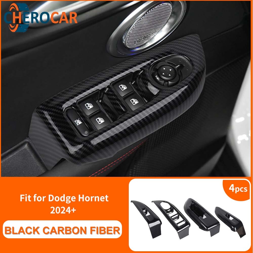 4PCS Carbon Fiber Door Window Lift Swich Trim For Dodge Hornet 2024+ Accessories