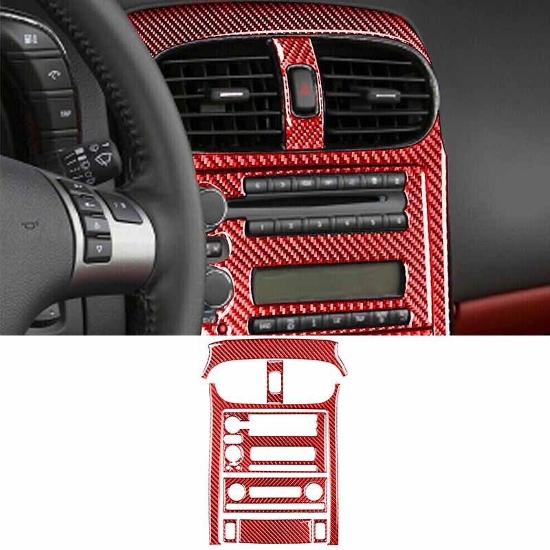 Center Control Panel Cover Type C For Chevrolet Corvette C6 8X Red Carbon Fiber
