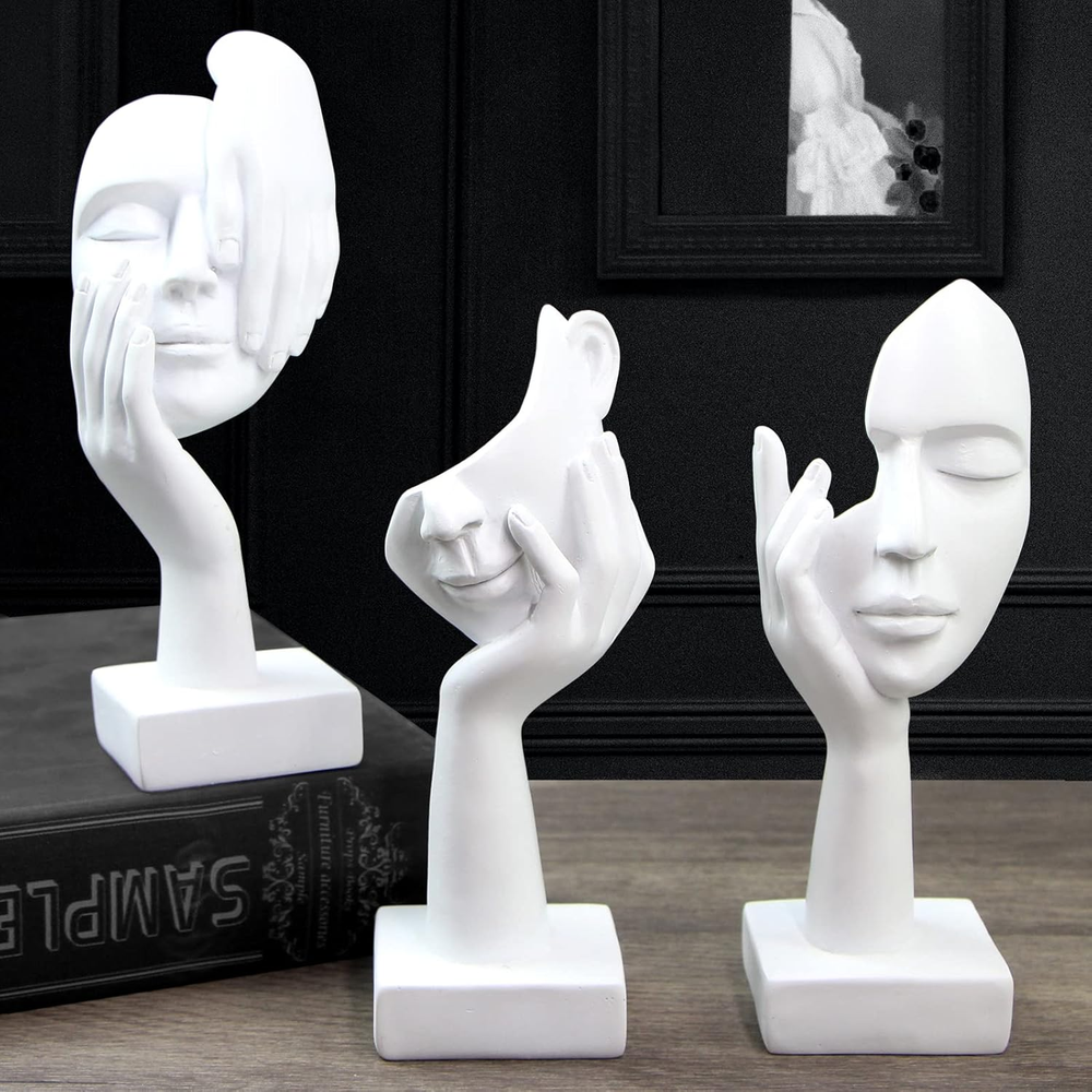 3 Pcs Thinker Statue,Modern Home Resin Sculptures,Collectible Figurines for Home