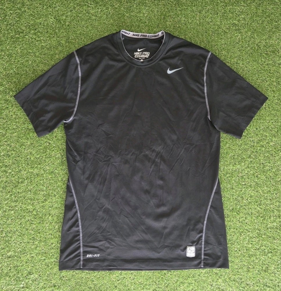 Nike Pro Combat Shirt Men’s Sz Large Dri-Fit Active Black Short Sleeve Crew Neck
