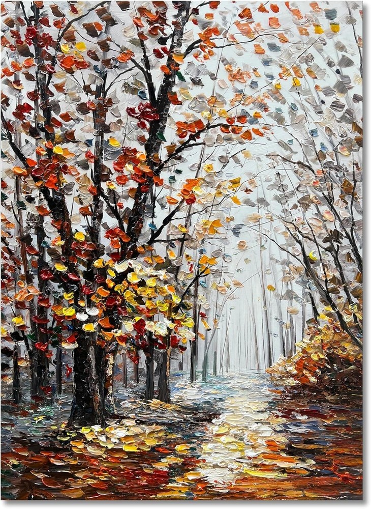 Forest Path Landscape Hand drawn Oil Painting Decorative Mural Painting