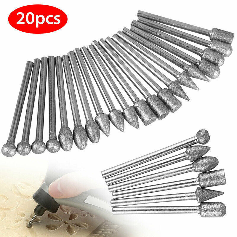 Durable 20pcs/set Diamond Burr Set Drill Bits For Mini Drill Rotary Tools Set