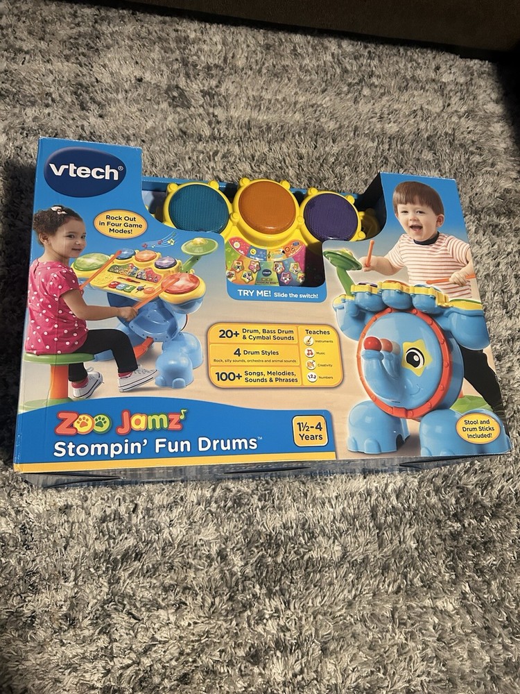 Vtech Zoo Jamz Stompin Fun Drums Interactive Musical Toy Rare