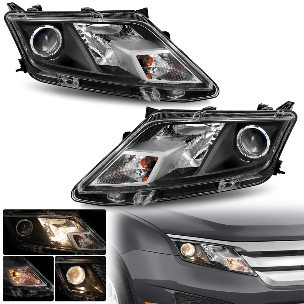 Driver and Passenger Halogen Headlights w/Bulbs For 2010 2011 2012 Ford Fusion