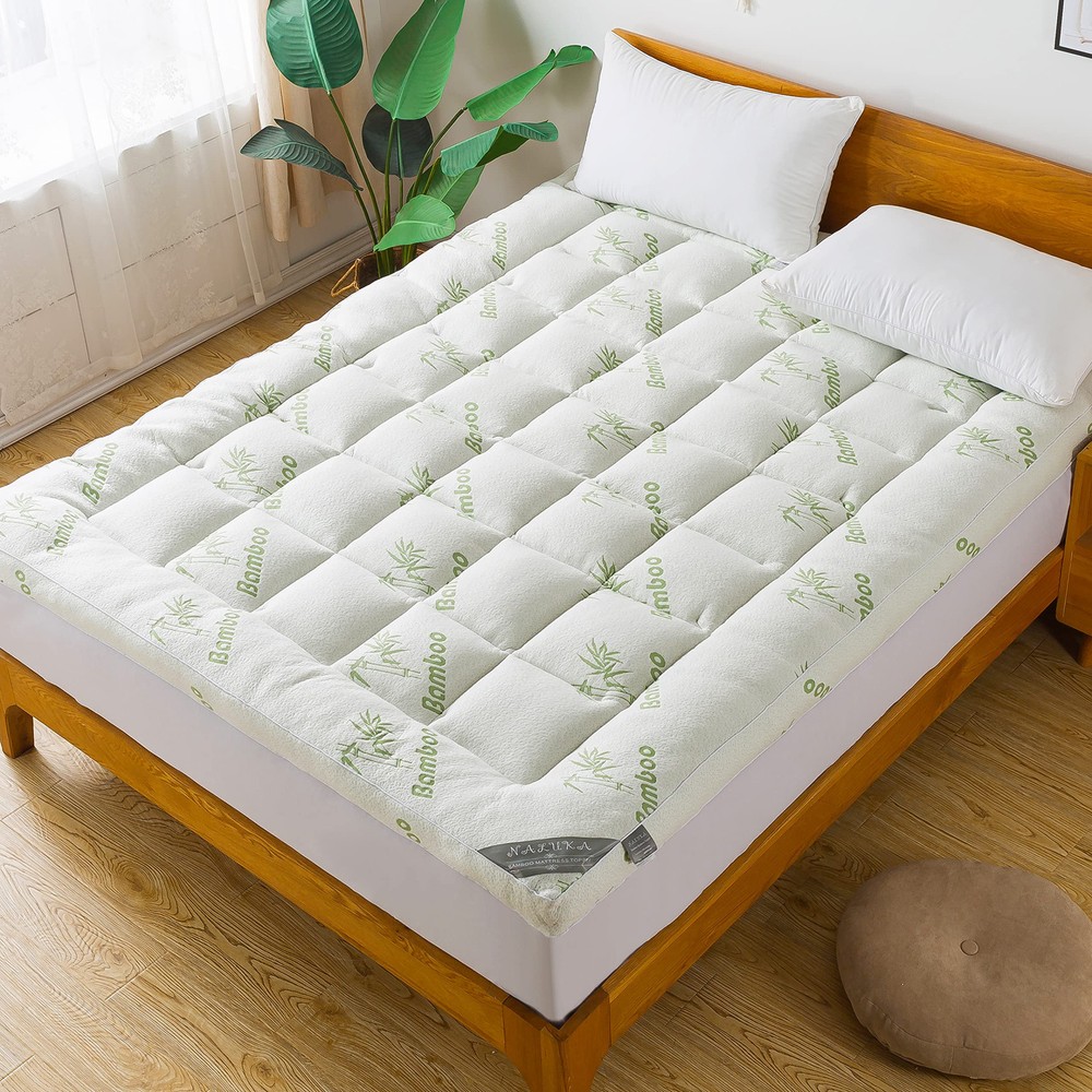 Bamboo_Viscose Mattress Topper Queen Size, Cooling Extra Thick Breathable Mat...