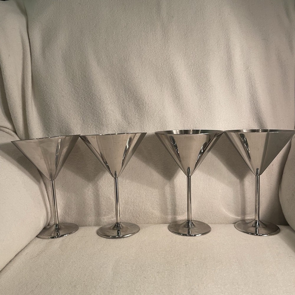 4-Piece Stainless Steel Martini Glass Set Chip & Break Resistant