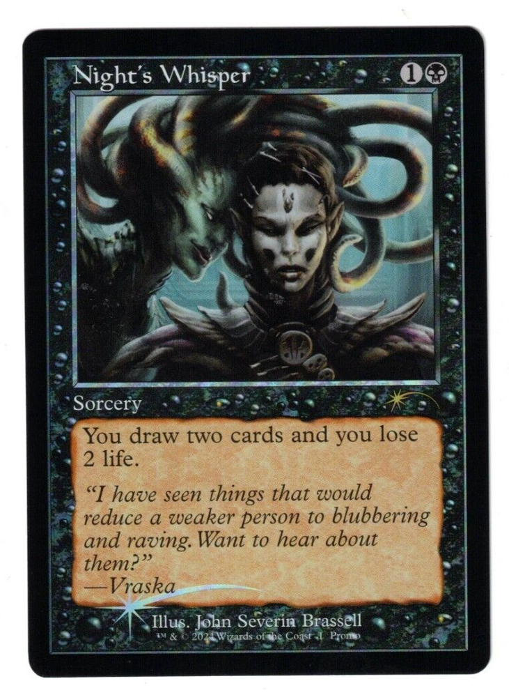 MTG NIGHT'S WHISPER FOIL RETRO FRAME OPEN HOUSE PROMO NM BLACK SORCERY CARD DRAW