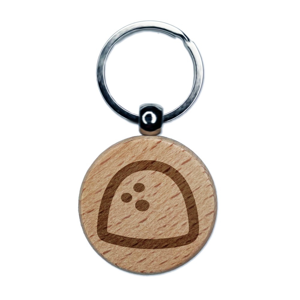 Gumdrop Candy Engraved Wood Round Keychain Tag Charm