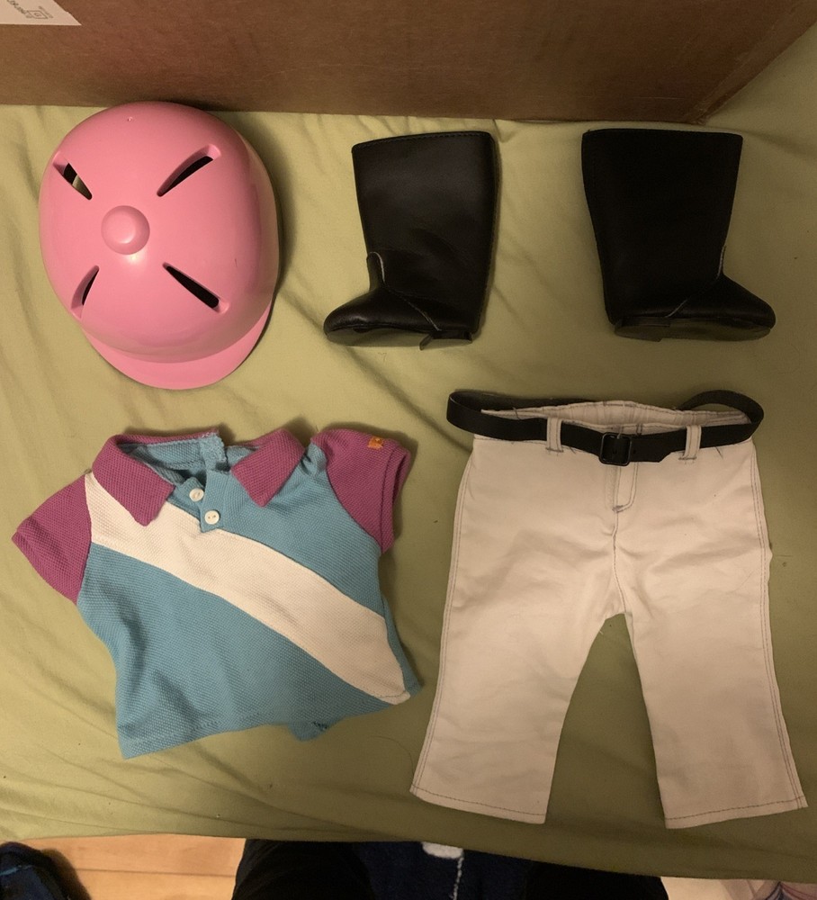 American Girl Doll Horseback Sporty  Riding Outfit Pink Helmet Boots