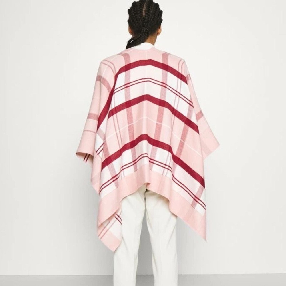 Barbour Kilmore Tartan Serape Cape in Pink/Red/White - One Size NWT