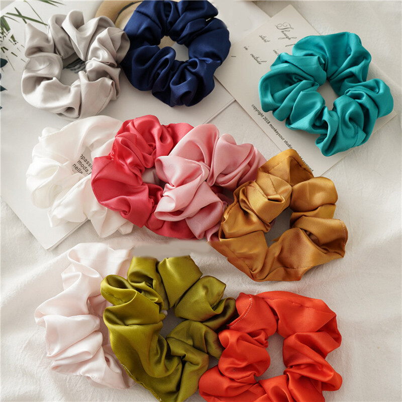 Silk Scrunchies Hair Scrunchie Elastic Hair Band Ring Tie Women Girl Headwear