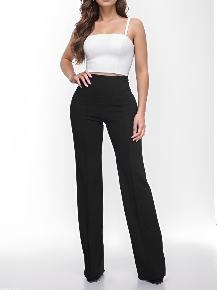 Women High Waist Bootcut Flare Pants Slacks Dress Trousers Wide Leg Work