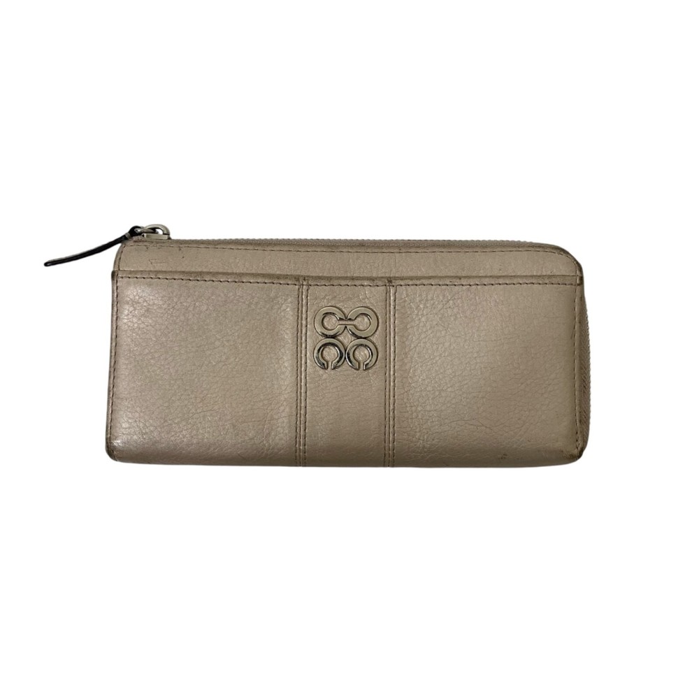Coach Julia Champagne Pebbled Leather Wallet in Beige  