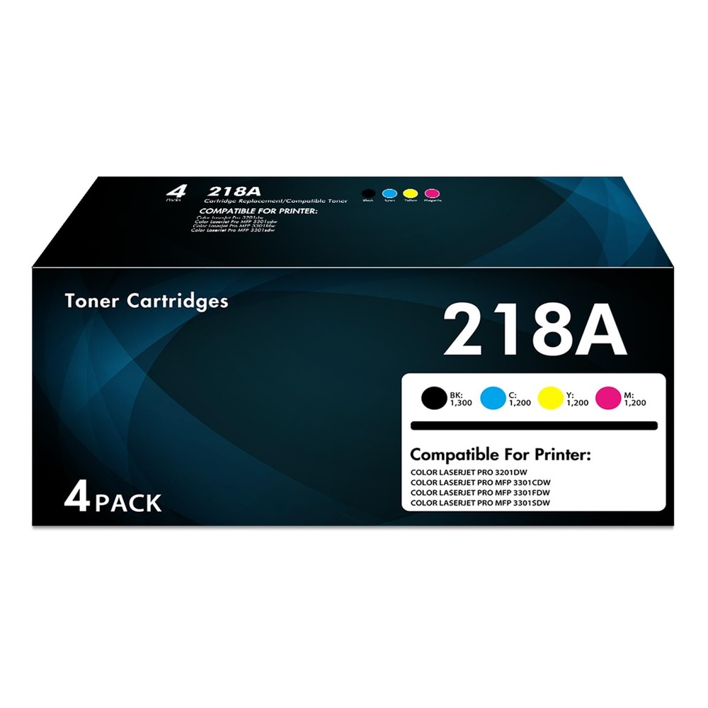 218A Toner Cartridges 4 Pack with Chip MFP 3301fdw 3201dw Toner for HP 218A 2...