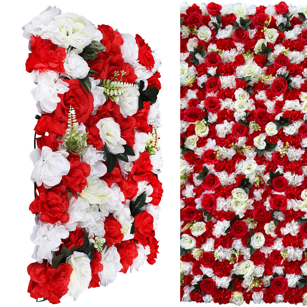 12x Artificial Flower Wall Wedding Background Rose Leaf Silk Panels Decoration