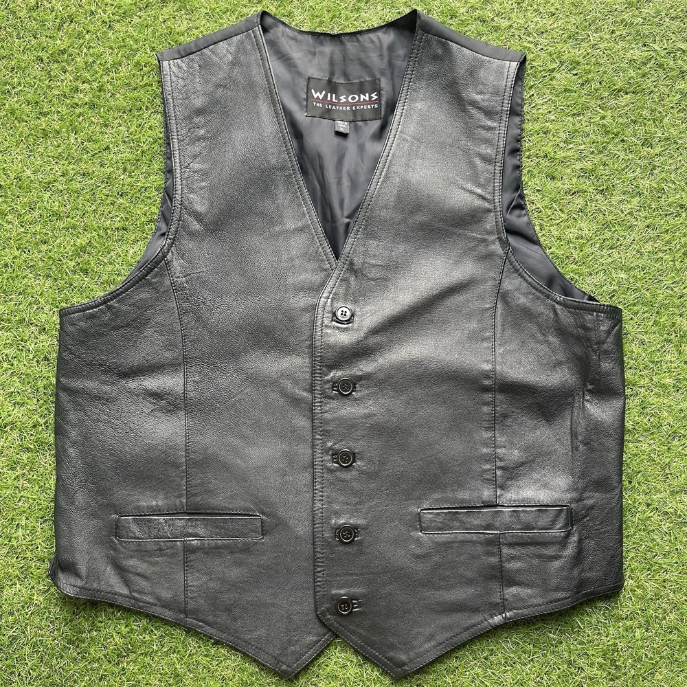 Wilsons Men's Balck Leather Vest - Size XL