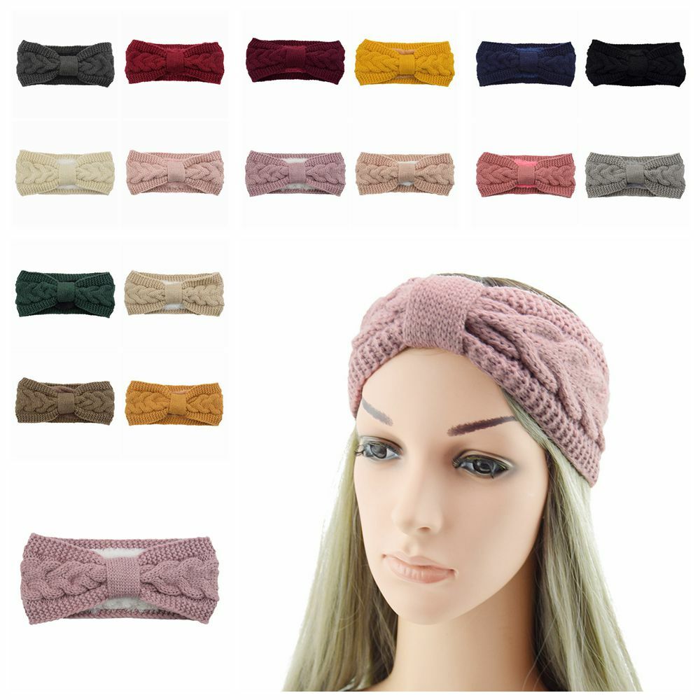 Ladies Knitted Knot Headband Soft Head Wrap Hair Band Warm Crochet Turban Winter
