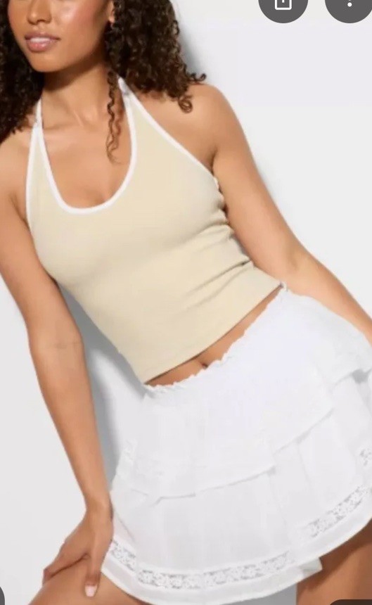 Wild Fable Women's Tiered Lace Trim Mini A-Line Skort
