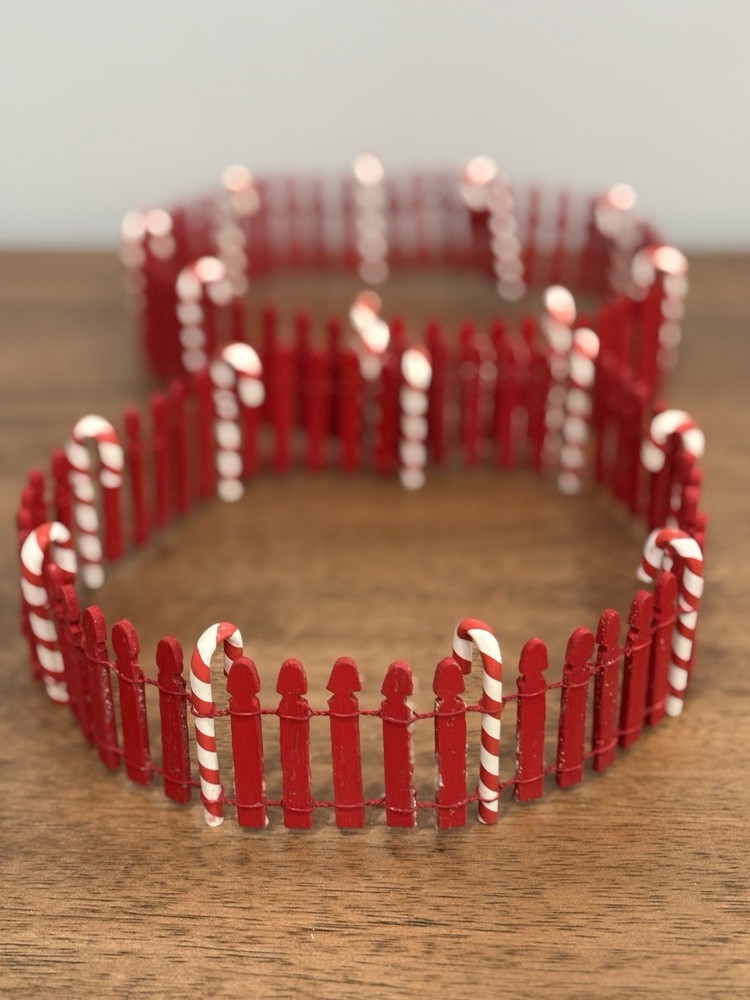 Dept 56 Candy Cane Fence Christmas Village Set - 24 Inch Wooden Pair
