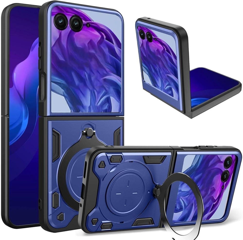 For Motorola Razr Plus 2024 Slim Case w/ Shockproof Metal Stand Ring Holder 6.9