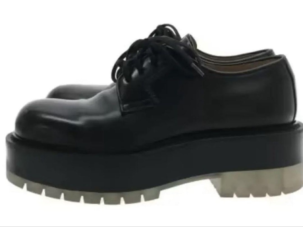 Men's Bottega Veneta Black Leather Shoes with Thick Sole