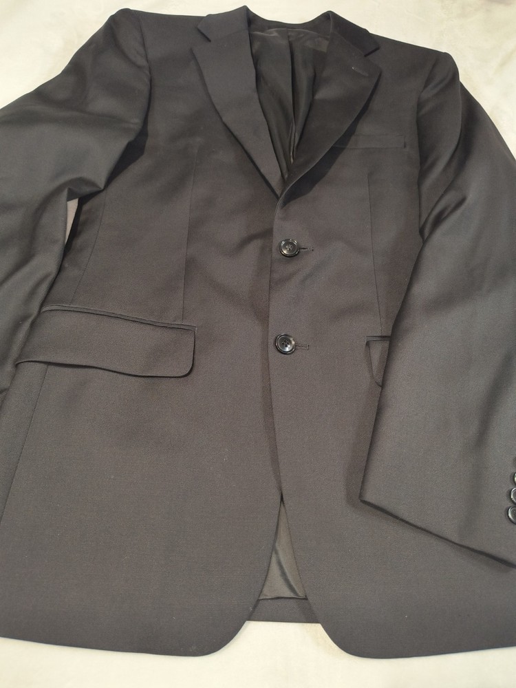 Calvin Klein Men's 38R Blazer Black Wool Blend Suit Jacket 2-Button Slim Fit