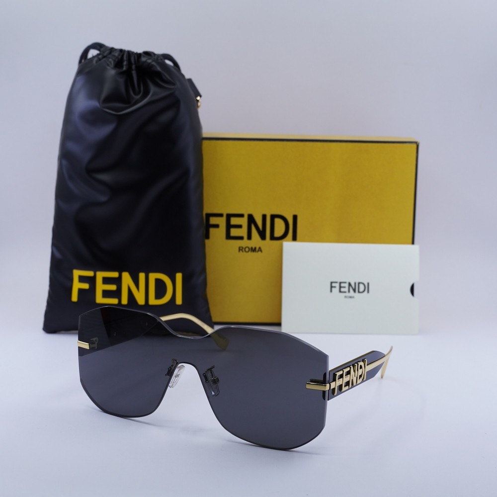 Fendi FE40067U 30A Light Grey Gold Smoke Sunglasses New 99-0-140