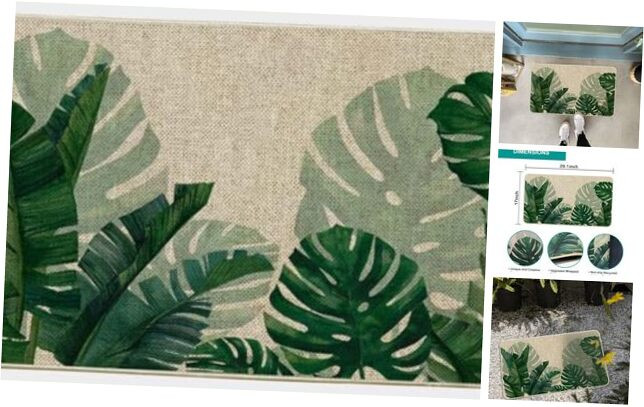 Monstera Leaf Spring Summer Welcome Mat for Indoor Outdoor Entrance  