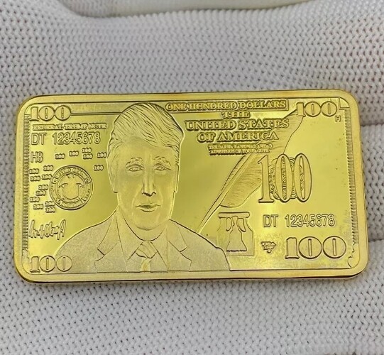 $100 2024 US President Donald Trump Commemorative Medal Gold Bar Souvenir Coin