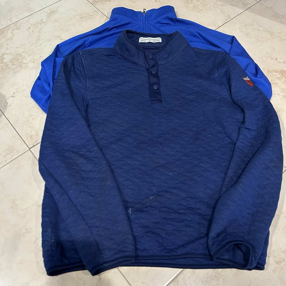Holderness & Bourne Lot Of 2 Blue 1/4 Zip Performance Pullover Mens Size Medium