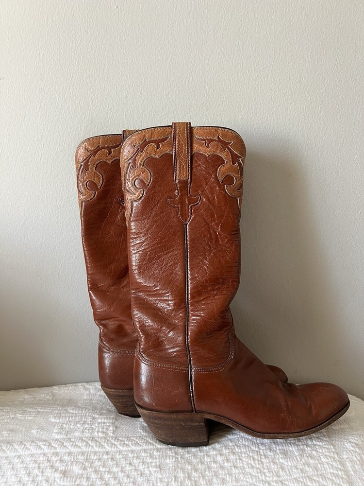 Vintage 1981 Lucchese San Antonio Calf Leather Cowboy Boots in US 8.5