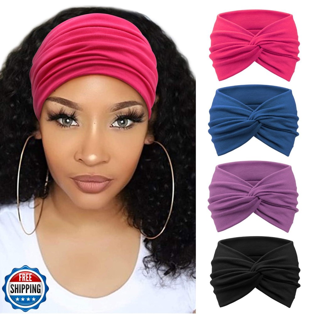 Extra Wide Non Slip Turban Headbands for Women Boho Style