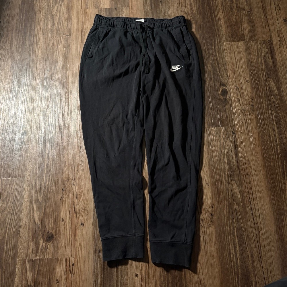 Nike Men's Black Jogger Sweatpants Size Large Drawstring Waist Logo