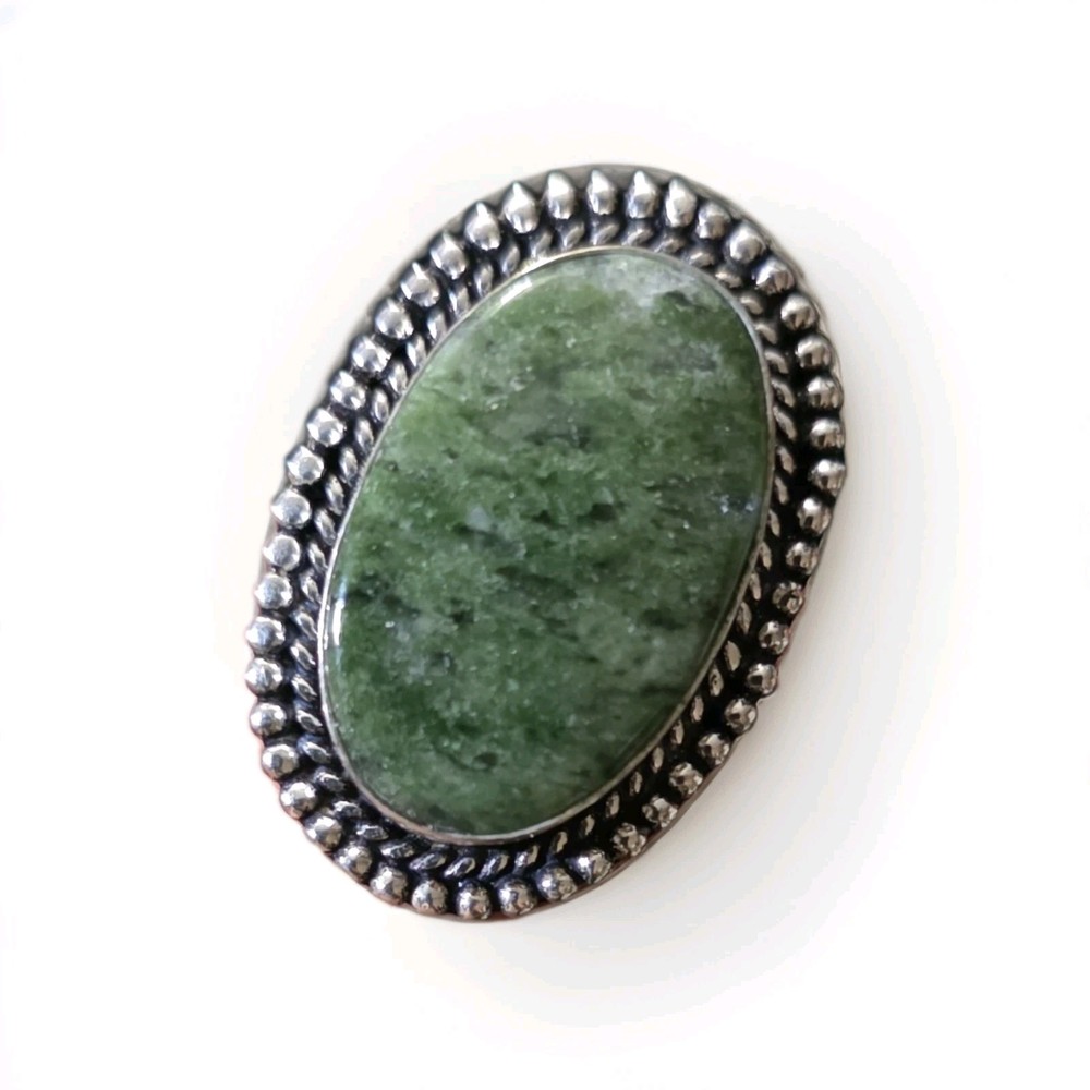 Aventurine Green Gemstone Ring Size 6 Adjustable Band