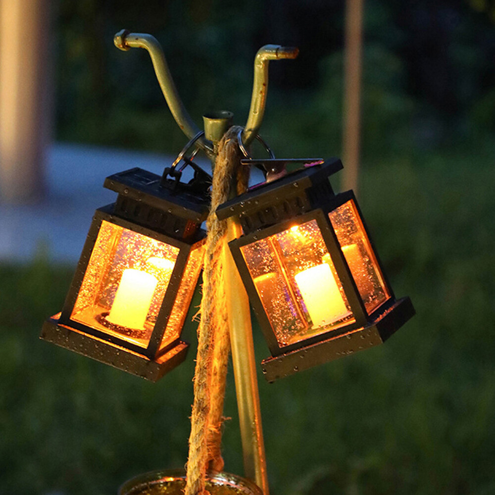 Solar LED Lantern Light Hanging Lamp Candle Outdoor Patio Garden Yard Lamp Decor
