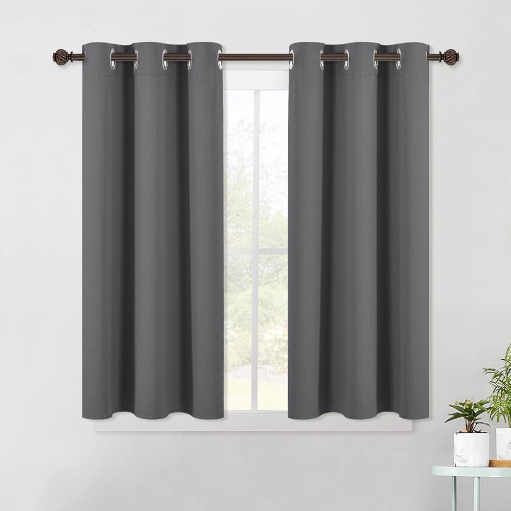 NICETOWN Grey Thermal Insulated Blackout Kitchen or Bedroom Short Curtain Panels