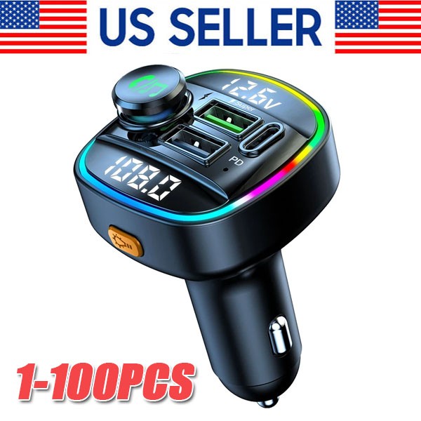 Bluetooth 5.0 FM Transmitter with USB PD Fast Charging & Hands-Free AUX for Cars