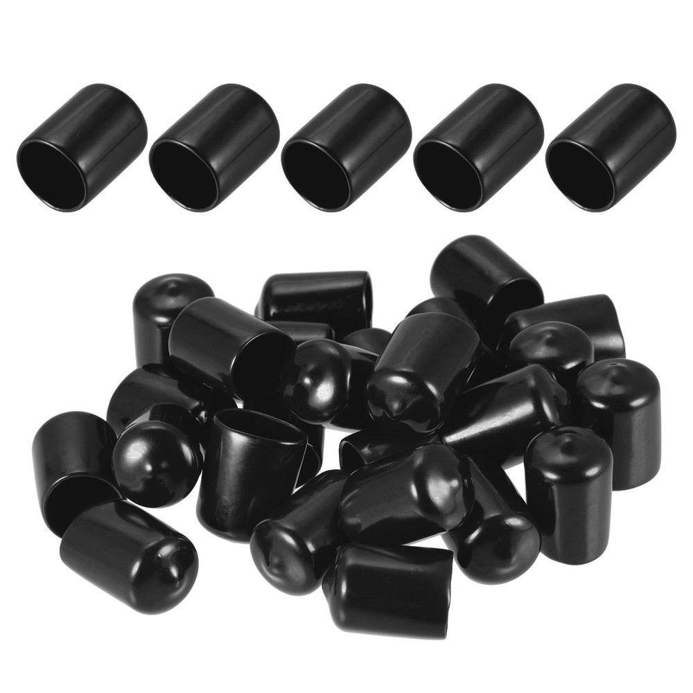 50-Pack 15mm Black Rubber Screw Thread Caps for Bolts