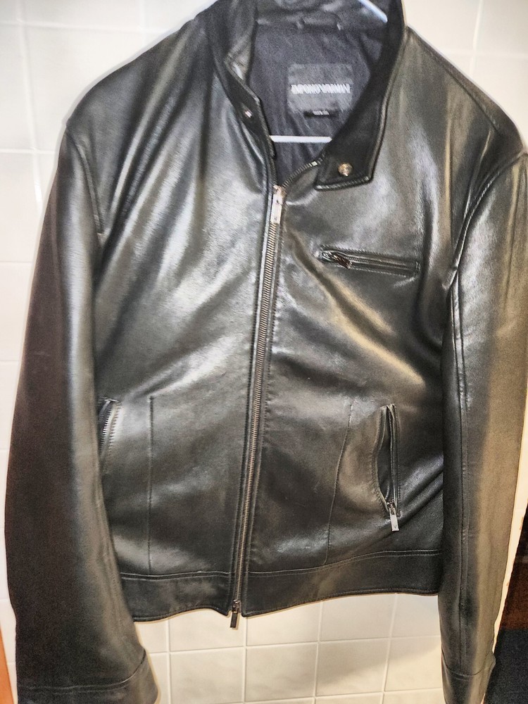 emporio armani lamb leather jacket Size Small
