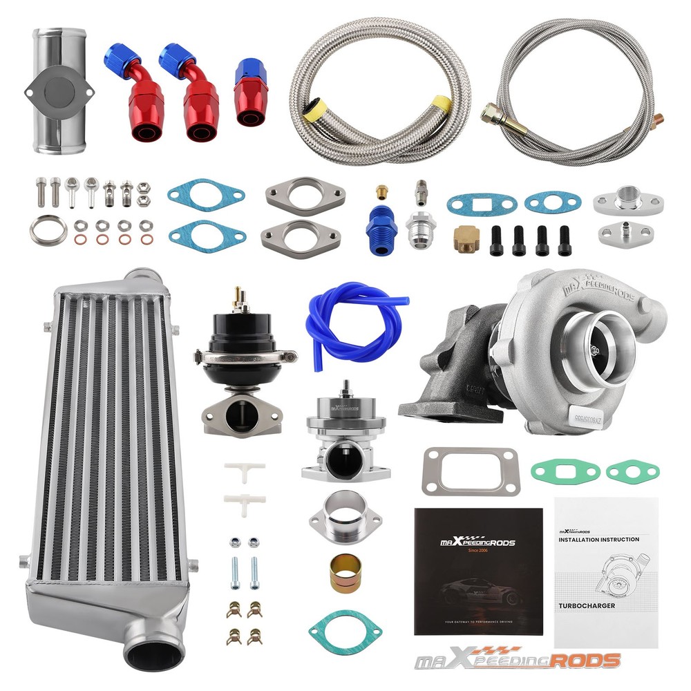 T3 T4 T04E Stage III T04E Turbo Charger Upgrade Kit w/ BOV for Ford Focus 03-07