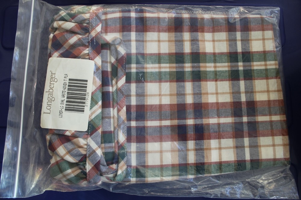 Longaberger Woven Traditions Plaid Large Oval Waste Basket Liner #2779128 - NEW