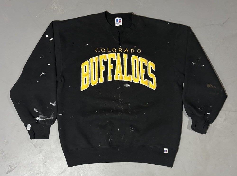 Vintage 90s Russell Athletic Colorado Boulder Distressed Thrashed Crewneck
