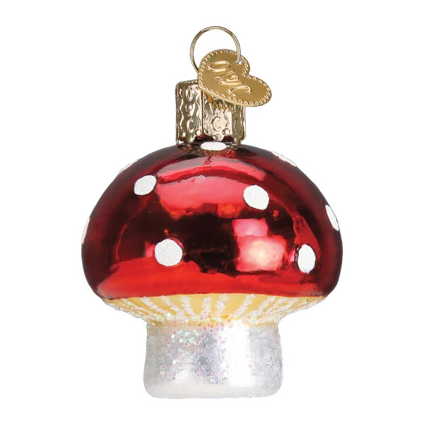 Old World Christmas LUCKY MUSHROOM (28118) Glass Ornament w/ OWC Box