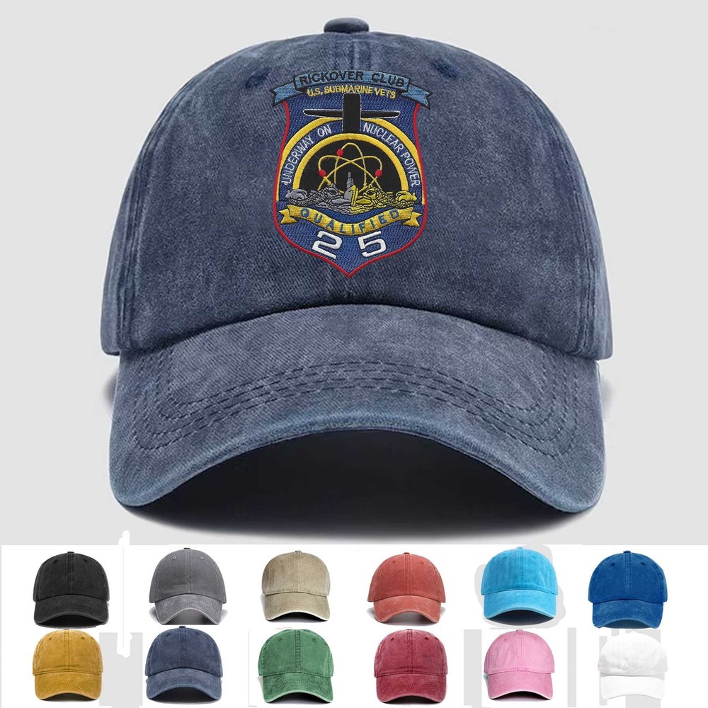 Custom Embroidered Hat Rickover Club Submarine Vets Qualified 25, Veteran Cap