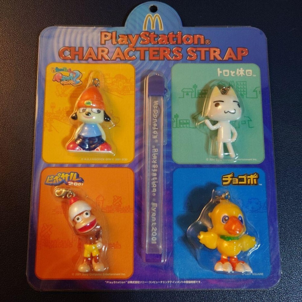McDonald's Strap Charm PaRappa the Rapper Chocobo Ape Escape Toro and Holiday