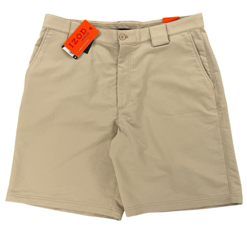 Izod Mens X-TREME Function Golf XFG Chino Shorts 36 Beige Lightweight Casual