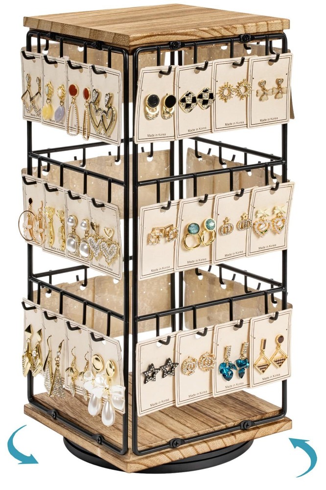 360 Rotating Earring Stand for Jewelry Displays Store Retail Showcase Holder