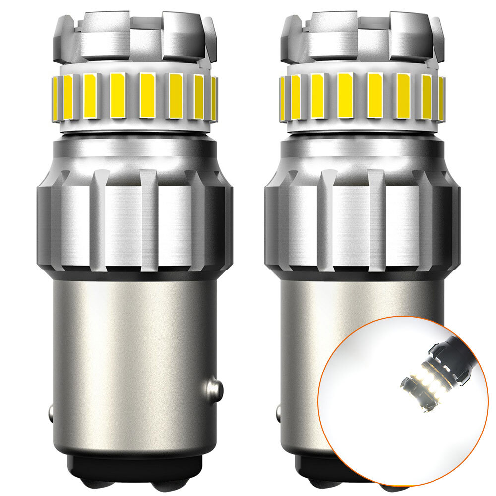 Pair 2057 1157 White LED Turn Signal Indicator Parking Light Bulbs CANBUS